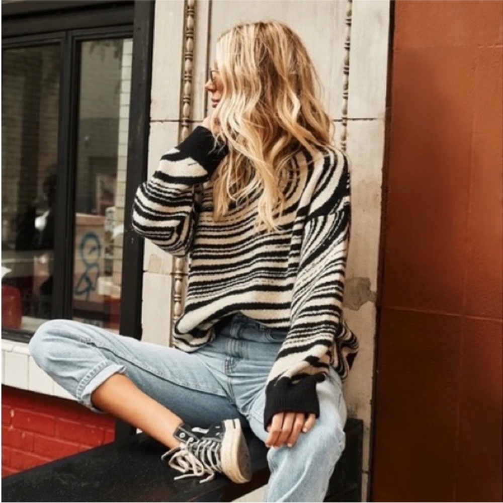 12th tribe x the salty blonde Montauk black swirl sweater